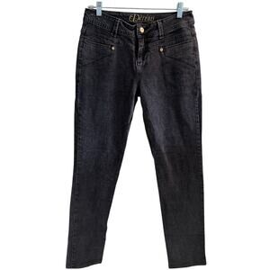 Vintage Dereon Jeans Womens 7/8 29x29 Black Embellished Skinny Denim 90s